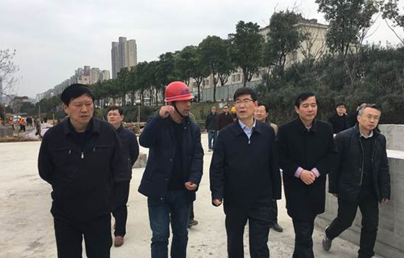 铜陵市市委书记李猛等向导视察铜陵市黑砂河水系治理工程